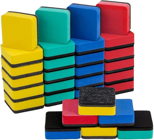24 pcs Strong Magnetic Whiteboard Erasers - Mini Dry Erase Erasers, Small Chalkboard Cleansers Wiper for Kids and Teachers Classroom Must Haves School Supply Home and Office, Square-DeskLoop Office
