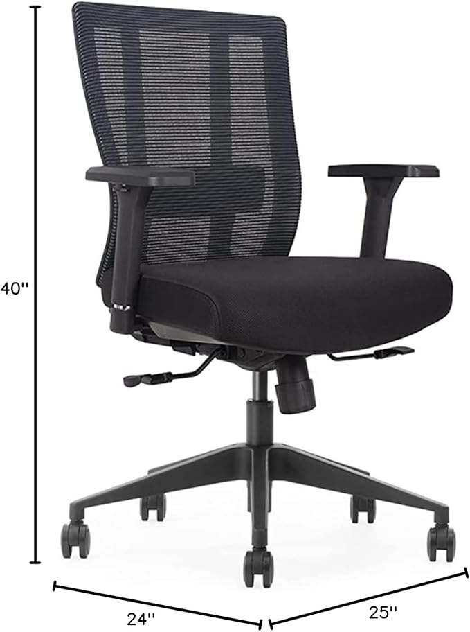 Bitchair Ergonomic Mesh Conference Room Chair - Adj Lumbar Support Computer Desk Chair with Height Adjustable Arms - Seat Depth Adjustable Home Office Chair - (Black) (Pack of 1)-DeskLoop Office