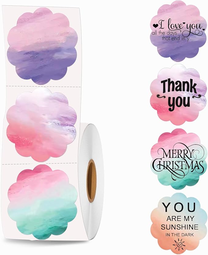 2''2'' Flower Thermal Sticker Labels, 500 Self-Adhesive Direct Thermal Labels/1 Roll, Multi-Purpose for DIY Logo Design, Name Tag, QR Code, Nebula-DeskLoop Office