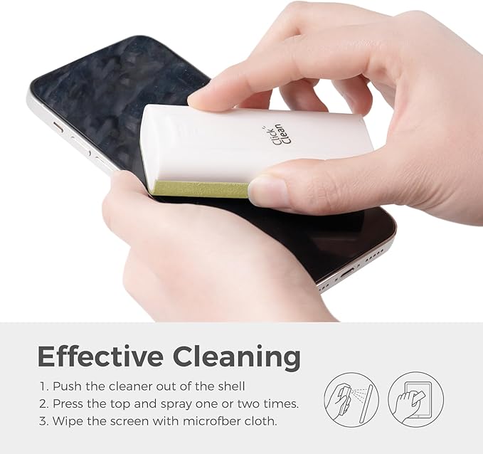 CLICK CLEAN Touchscreen Mist Cleaner, Screen Cleaner, All in One Screen Cleaner Spray with Microfiber and Phone Stand for All Phones, Laptop and Tablet Screens (Beige)-DeskLoop Office