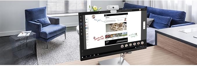 Lenovo HD 1080p Webcam (300 FHD) - Monitor Camera with 95° Wide Angle, 360° Rotation Pan & Tilt, Dual Microphones – Attachable Desktop Cam with Privacy Shutter for Remote Work, Streaming & Gaming-DeskLoop Office