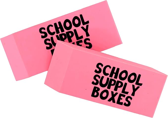 School Supply Boxes | Pink Wedge Erasers | 60 Pack | Smudge-Free and Durable-DeskLoop Office