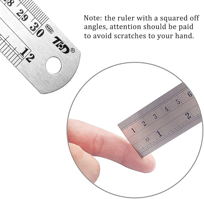 ZZTX Classic 12 Inch Stainless Steel Ruler Set of 6, Heavy Duty, Straight Edge, Non-Bendable, Rust & Corrosion Resistant-DeskLoop Office