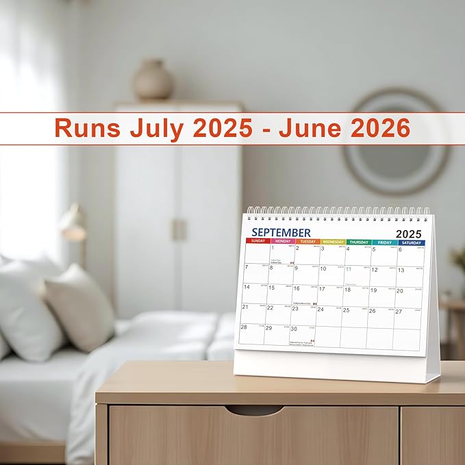 Desk Calendar 2025 planner, Covers Jul 2025-Jun 2026 with Monthly Plan, Notes and Tasks, Easy to Organizing for Family, Students, Home, School and Office-DeskLoop Office