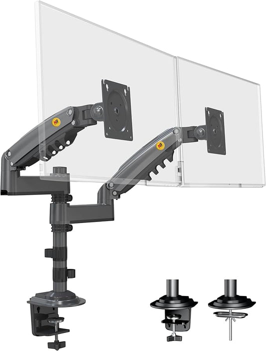 NB North Bayou Dual Monitor Desk Mount Stand Full Motion Swivel Computer Monitor Arm Fits 2 Screens up to 27'' with Load Capacity 4.4~19.8lbs for Each Monitor H180-G-DeskLoop Office