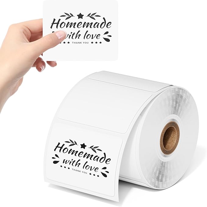 Phomemo 3"x2" Thermal Labels Roll - 1240 PCS Label Stickers for Small Business Supplies - Commercial Grade Logo Stickers for Business Customized - Waterproof Shipping Labels for Thermal Printer-DeskLoop Office