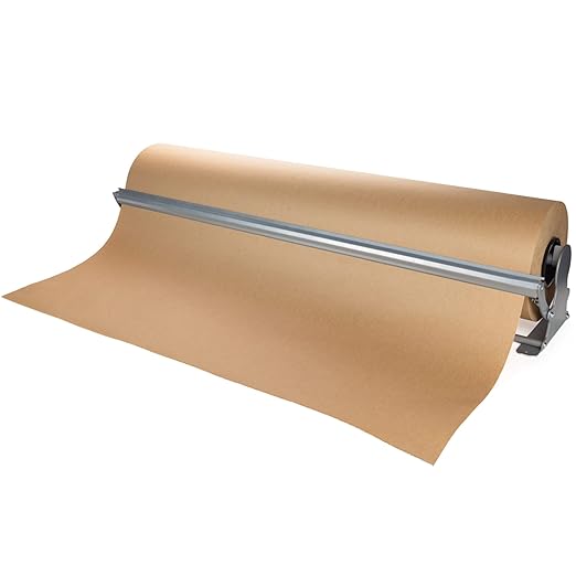IDL Packaging 36" Kraft Paper Roll Dispenser & Cutter for Rolls up to 36" Wide and 9" in Diameter – Tabletop Reinforced Steel Paper Holder with a Cutter – for Kraft and Butcher Paper-DeskLoop Office