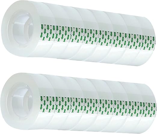 16 Rolls Transparent Tape Refills Rolls 3/4-Inch x 1000 inch, 1 inch Core, Clear Gift Wrapping Tape Refill Roll for Office, Home, School-DeskLoop Office