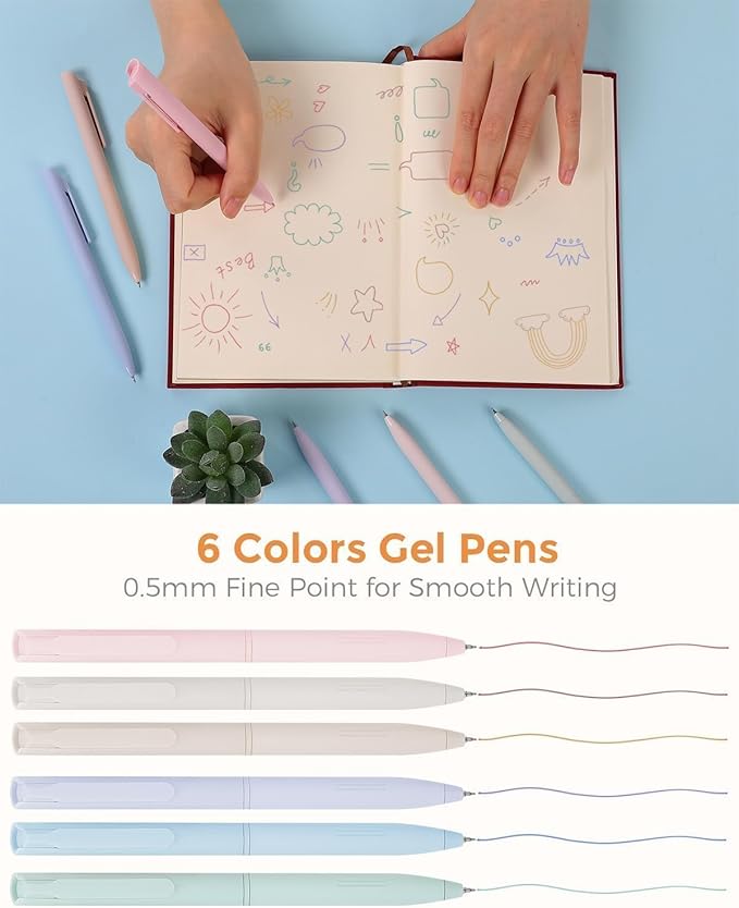 SKYDUE Cute School Supplies 44 PCS, Aesthetic Pencil Case with 12 Pastel Highlighters, 5 Black Gel Pens, 6 Color Gel Pens & Mechanical Pencils, College Essentials Students Stationary Set Green-DeskLoop Office