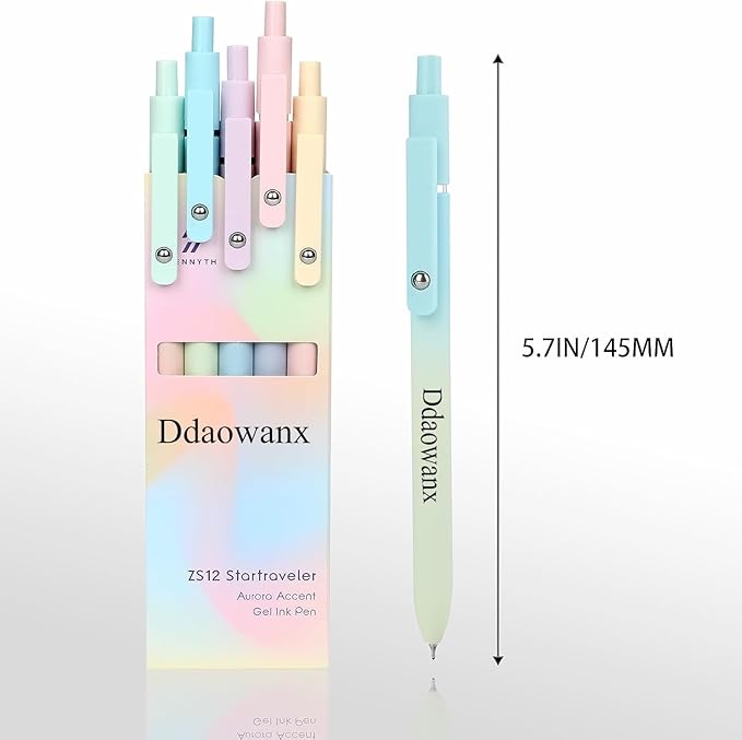 Ddaowanx Gel Pens, 5 Pcs 0.7mm Quick Dry Black Ink Pens Fine Point Smooth Writing Pens, Cute Office School Supplies Gifts for Women (5 Pcs Gradient-Black Ink)-DeskLoop Office