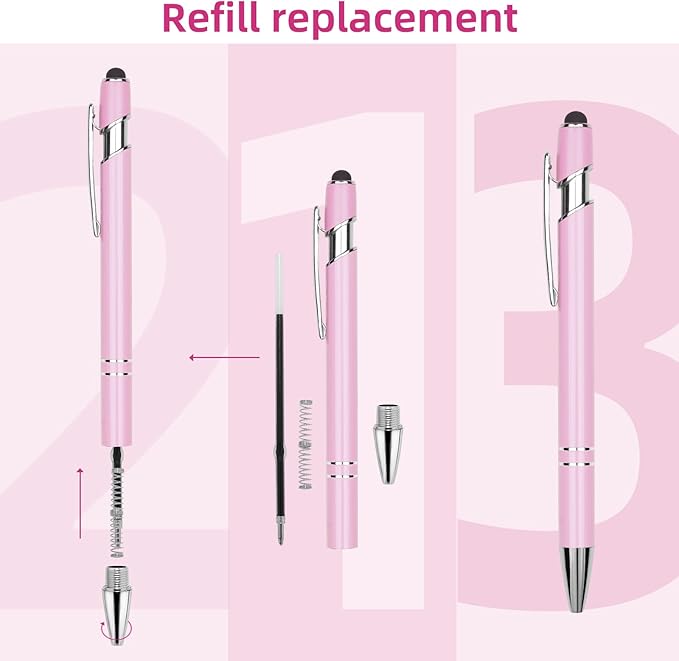 Ballpoint Pen Metal Soft Stylus Pen for Touch Screens,Retractable Tactile Turn Pen,Bulk Pens for Gifts Office Essentials,Medium Point,Black Ink (10 Bright Color)