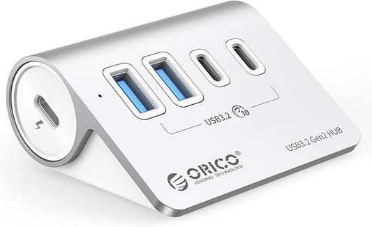 ORICO 4-Port USB 3.2 Gen 2 Hub 10Gbps with 2 USB A +2 USB C, Aluminium Hub with 1.64Ft USB-C Cable and USB-A Adapter USB Splitter for iMac, MacBooks, Mac mini-DeskLoop Office