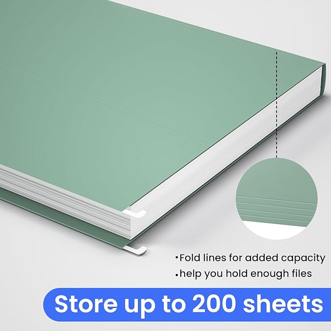 Hanging File Folders Letter Size, 50 Pack File Organizer Folders, 1/5-Cut Tabs with Hanging File Folder Frame, Heavy Duty 1 Inch Expansion, Stay Organized for Your Home and Office Bulk File.-DeskLoop Office