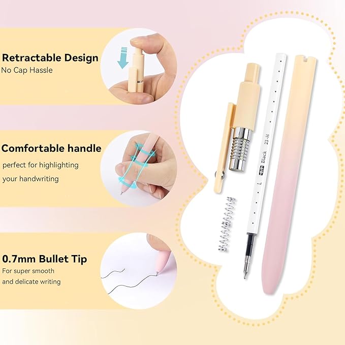 Gel Pens, 5Pcs 0.7mm Fine Point Black Ink Pens With Smooth Wirting,Office Desk Accessories,Quick Dry Pens For Journaling,Ballpoint for School Supplies, Gift for Women Men Student(Gradient)-DeskLoop Office