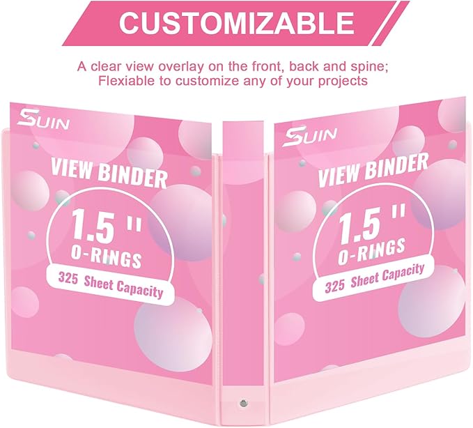 1.5-inch 3 Ring Binder with 2 Pockets, Premium 1.5'' Binders Holds US Letter Size 8.5'' x 11'' Paper - Versatile Binders for Office, Home, and School Use, 6 Pack (1.5-inch Pink)-DeskLoop Office