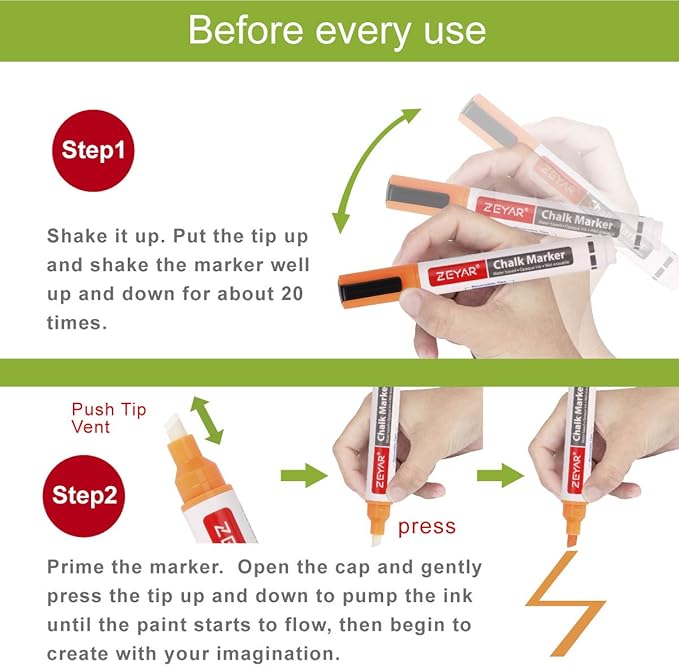 ZEYAR Liquid Chalk Marker-Wet Erase Marker, 6mm Reversible Tip-Bullet or Chisel, 8 Colors, Writes on Chalkboards, Bistro Boards, Windows and Plastic (8 Metallic Colors)-DeskLoop Office