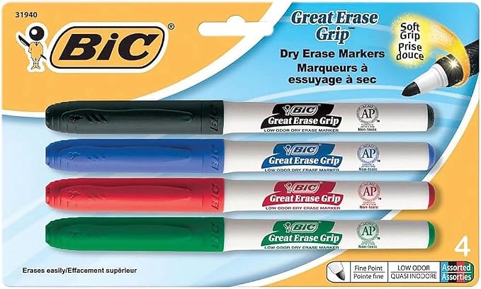BIC Products - BIC - Great Erase Grip Dry Erase Whiteboard Markers, Fine Point - Image 2