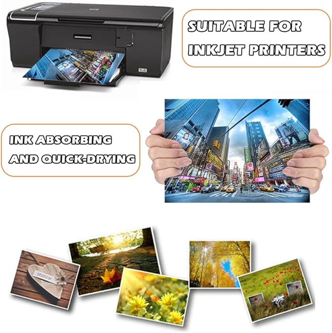 4 Sizes Photo Paper, 200gsm High Glossy White Photographic Paper, Advanced Picture for Inkjet Printer (90 Sheets, 3.5 x 5, 4 x 6, 5 x 7, 8.3 x 11.7 Inch)-DeskLoop Office
