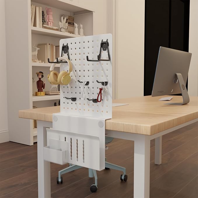 Henitol Clamp-on Desk Pegboard, Desk Side Storage, Steel Privacy Panel - Image 7