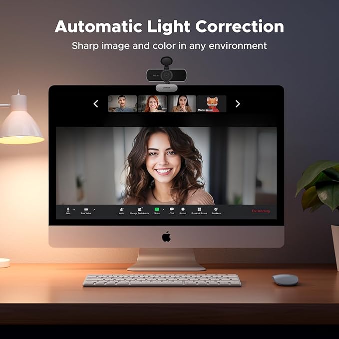 UGREEN 2K Webcam for PC Ultra HD 1080P Computer Webcam with Microphone, PC Camera with Privacy Cover, USB Web Camera for Streaming, Conference, Video Calling, Zoom, Skype, Teams, FaceTime, Silver Grey-DeskLoop Office