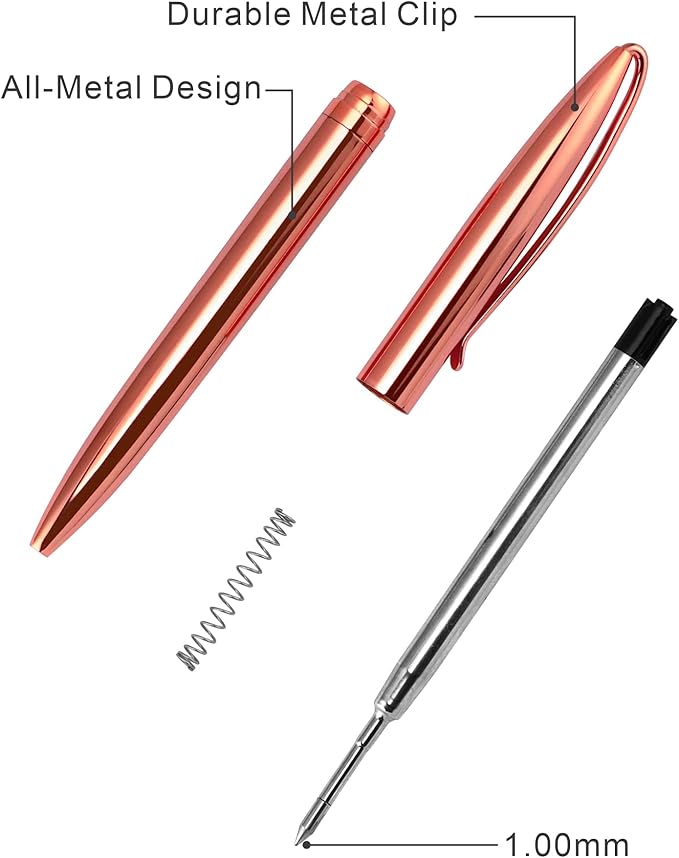 Cambond Ballpoint Pens, Guest Pen Stainless Steel Nice Pens for Guest Book Uniform Christmas Gift - Black Ink (1.0mm Medium Point), 3 Pens with 6 Extra Refills (Rose Gold),3 Count (Pack of 1)-DeskLoop Office