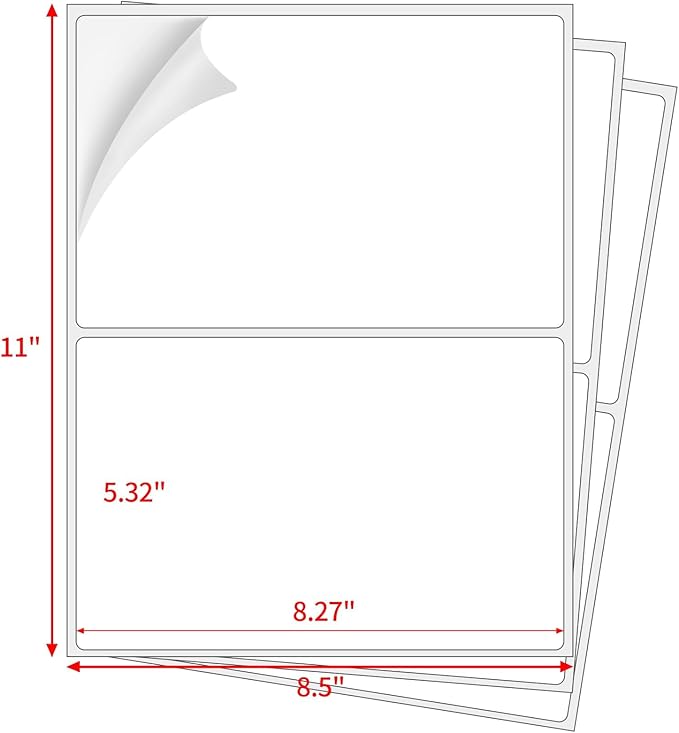 Coopaty Half Sheet Shipping Labels 8.5" x 5.5" Sticker Labels for Laser & Ink Jet Printers, 2 Per Page Self Adhesive Mailing Labels for Packages (500 Sheets, 1000 Labels)-DeskLoop Office