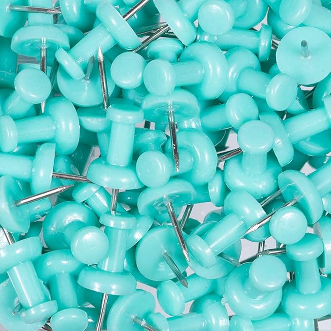 JAM PAPER Colorful Push Pins - Teal Pushpins - 100/Pack-DeskLoop Office
