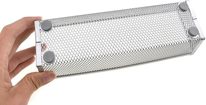 HAHIYO Stackable Mesh Tray Cup 9 x 3 x 2 inches Sturdy Container for Desk Drawer Organizer Collection for Home Office School kitchen Soft Foam Feet No Sharp Edges 2 Pack Silver-DeskLoop Office