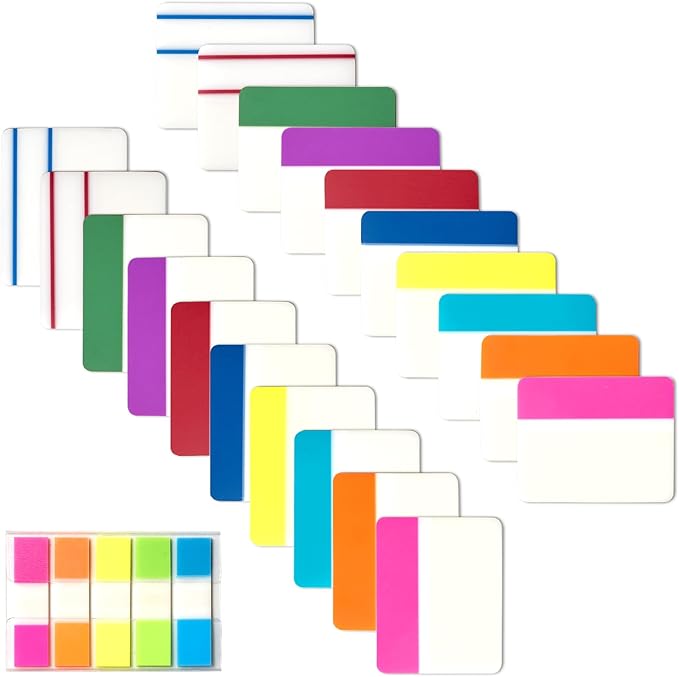 Sticky Index Tabs Book Page - 500Pcs 2 Inch Writable Colored Pages Markers, Repositionable File Tab Flags Labels Self Adhesive Reading Divider Sticker for Books, Binders, Notebook and Folders (21 Set)-DeskLoop Office