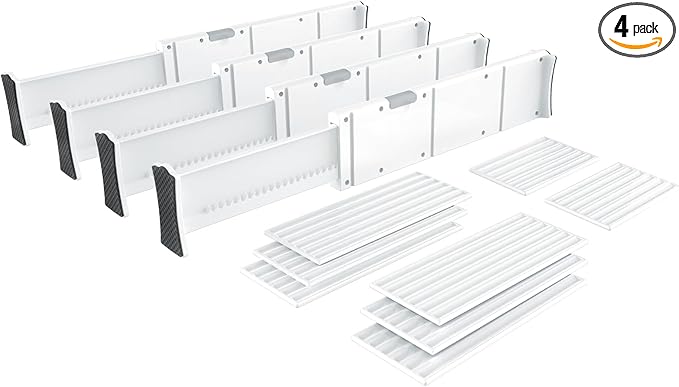KABUM Upgrade Adjustable Drawer Divider Organizer Clothes Dresser Organizer,Expandable Organization for Home, Office,2.8" High Expandable from 11.7" to 18.5",4 Dividers with 6 Long and 2 Short Inserts-DeskLoop Office