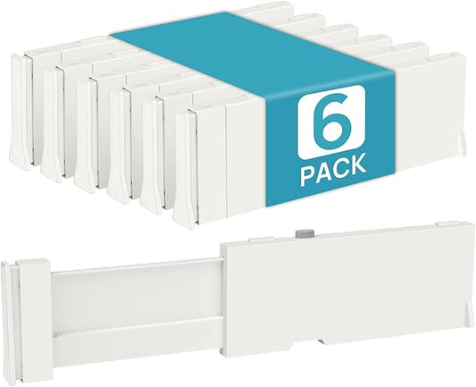 Vtopmart 6 Pack Drawer Dividers for Clothes, 4" High 11.6"-17" Adjustable Expandable Dresser Drawer Organizer, Plastic Drawers Separators for Dresser, Baby Clothes, Underwear, Kitchen & Office Storage-DeskLoop Office
