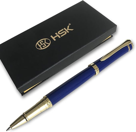 HSK Luxury Ballpoint Pens gift Pen Black Refill Line width 0.5mm,Best Ball Pen Gift Set for Men & Women Professional Executive,Office,Nice Pens Classy Gift Box (Blue)-DeskLoop Office