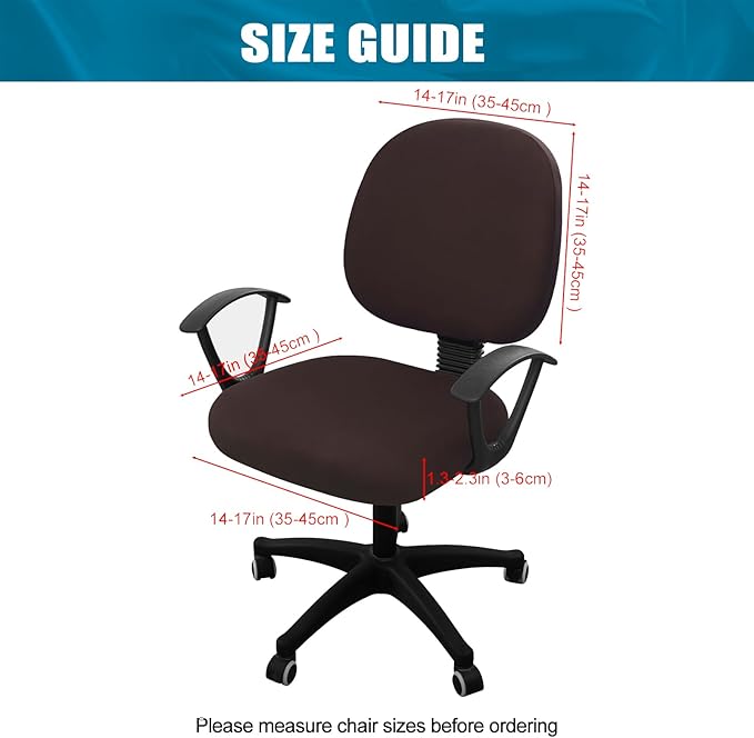 Smiry Stretch Printed Office Computer Chair Covers, Universal Washable Removable Desk Rotating Chair Slipcovers Protector, Seat + Backrest Cover - Chocolate-DeskLoop Office