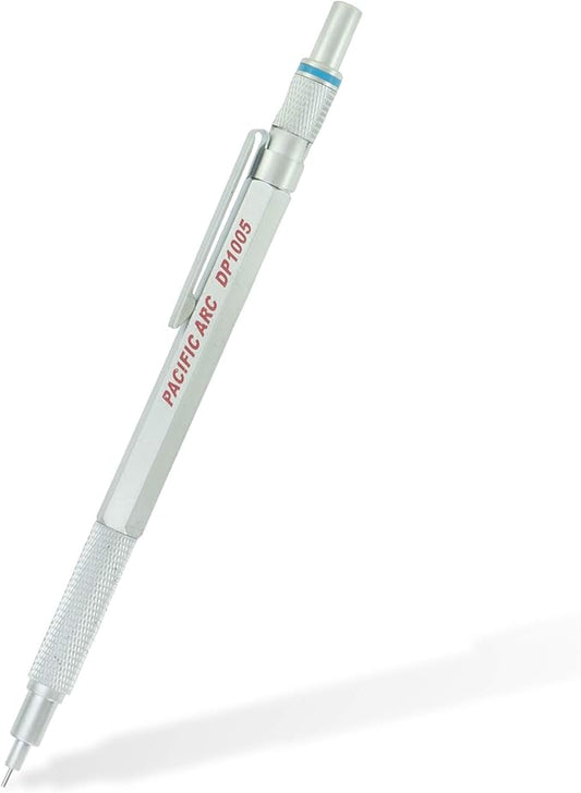 Pacific Arc Chromagraph Metal Mechanical Pencil .5 mm Silver Barrel Mechanical Pencil with Built In Lead Pencil Grade Indicator, Lead Pencil Holder for Drafting, Sketching, and Drawing-DeskLoop Office