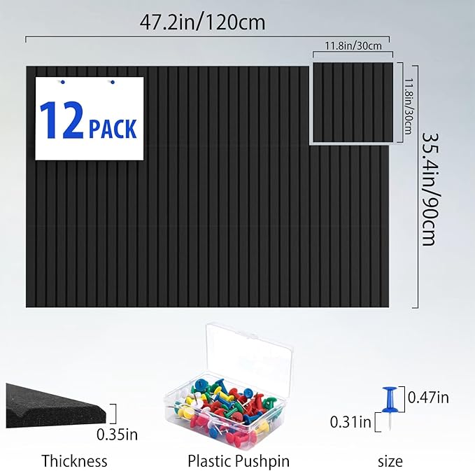 Cork Boards for Walls 48" x 36" Felt Board Alternative, 12 Pack Felt Wall Tiles Bulletin Board, Large Cork Board for Office Pin Board Tack Board Cork Boards-DeskLoop Office