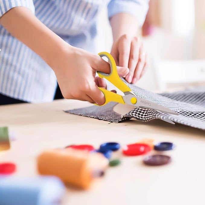 Scissors for Office, Taotree 8" Scissors All Purpose Bulk of 5-Pack, Middle School Supplies Student Teacher Classroom, Sharp Craft Shears for Office Home Sewing Fabric, Right/Left Handles, Same Size-DeskLoop Office