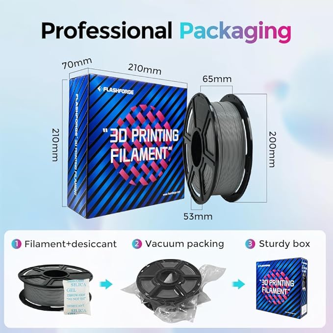 FLASHFORGE Rapid PLA Filament 1.75mm, High Flow Speedy 3D Printer Filament, Experience Exceptional Performance with 500mm/s High-Speed Printing, Neatly Wound & Top-Notch Filament (Light Grey)-DeskLoop Office