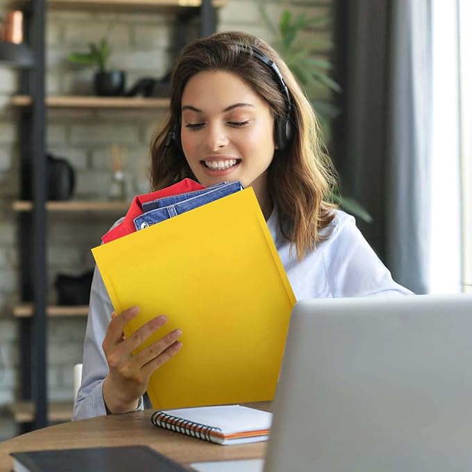 packbabol Kraft bubble mailers 10.5x15 Inch 50 Pack,Self-Sealing Paper Envelopes for Packaging,Strong Adhesion Envelope Mailers, Waterproof Cushioned Padded Shipping Bags Yellow #5-DeskLoop Office