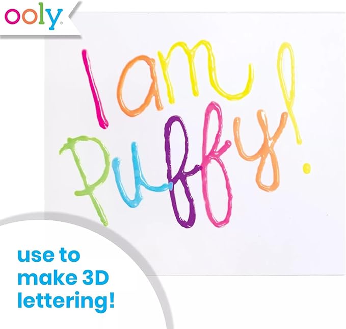 Ooly Puffy Paint Neon Gel Pens Set of 6 & Sketchbook Bundle, 3D Foam Texture Painting Magic Puffy Pen, Creative and Fun Pens for Kids Arts and Crafts Drawing Supplies-DeskLoop Office