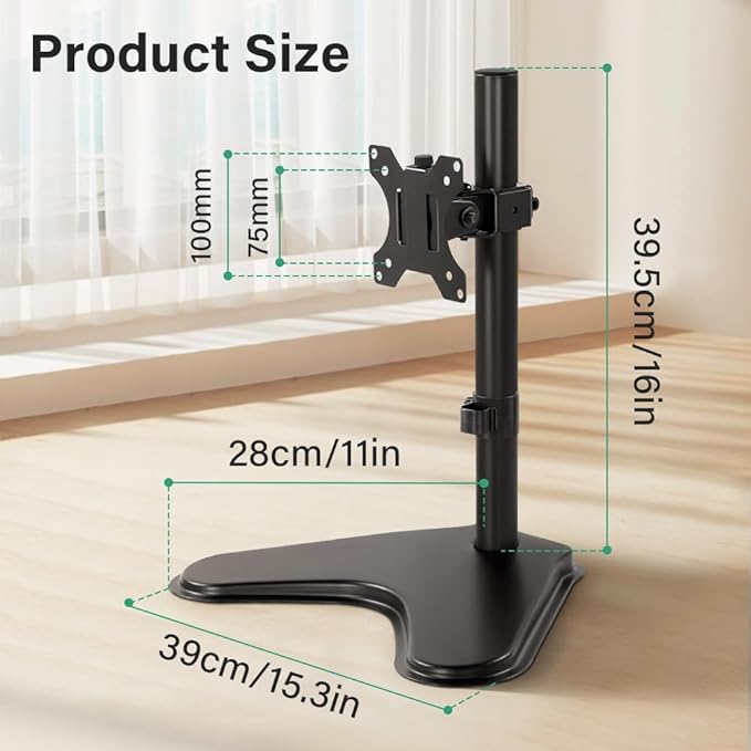 FURWOO Adjustable Tvstand Single Computer Monitor Riser for 13'' to 32'' Screen,75x75mm,100x100mm-DeskLoop Office
