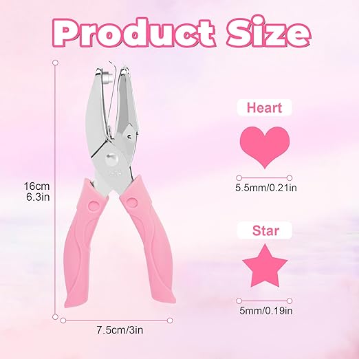 UCEC Heart+Star Hole Punchers, Hole Puncher Single, Handheld Paper Hole Punches, 1/4" Heart Star Hole Punch of School Supplies Metal Hole Punch Tool with Soft-Handled for Clothing Ticket DIY Craft-DeskLoop Office