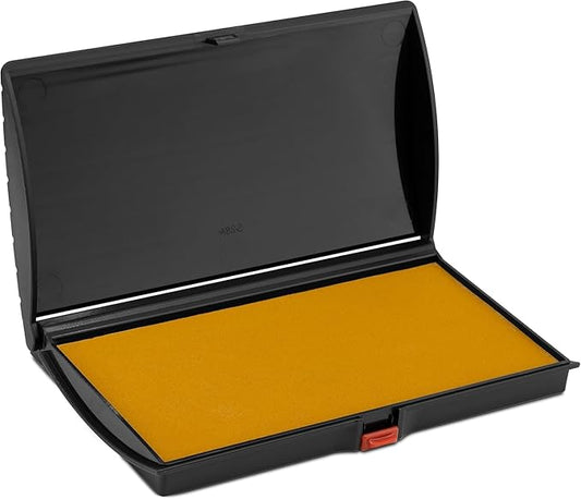 Large Premium Dark Yellow Ink Stamp Pad - 3" by 6" - Quality Felt Pad - Case with Closing snap-DeskLoop Office