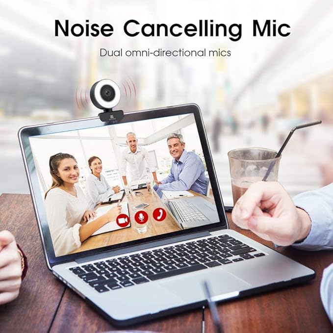 PC Webcam for Streaming HD 1080P, 960A USB Pro Computer Web Camera Video Cam for Mac Windows Laptop Conferencing Gaming Webcam with Ring Light & Microphone-DeskLoop Office