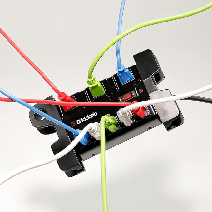 D'Addario Accessories Tour-Grade Power Base - Base Protector - Stage Power Strip with 6 ft Cable - 5 Standard and 3 Transformer- Guitar Amp Outlet - Music Surge Protector with Indicator Light-DeskLoop Office