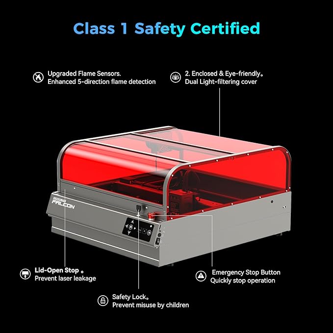 Creality Laser Engraver Faclon2 Pro S 22W Desktop Diode Laser Cutter and Engraver Machine with Enclosure,Smart Camera,Air Assist, Auto Focus Engraving Machine-DeskLoop Office