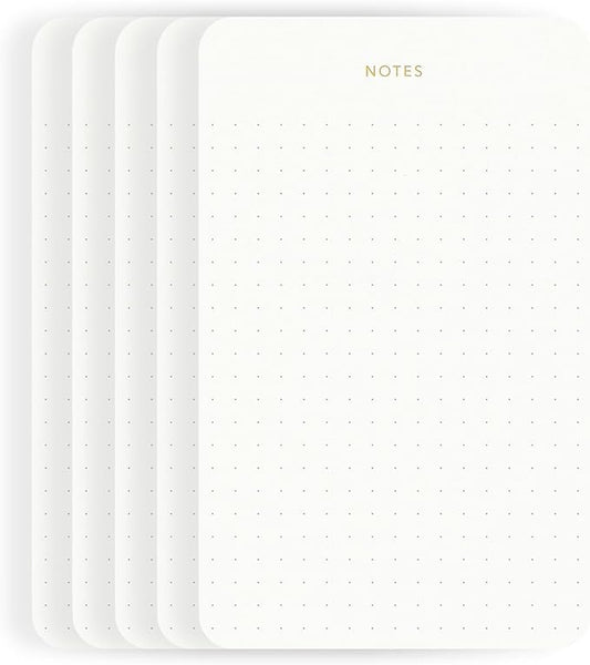 Elegant Desk Notepads for Professionals, Executive's Memo Pads, Minimalist, Gold Foiled, Dotted Layout, 5 Pack, 375 Sheets Total (75 Each), 6.3" x 3.9”, 80 GSM, Eco-friendly, FSC™ Certified-DeskLoop Office