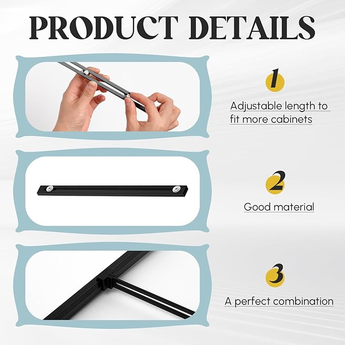 12 Pcs Metal Adjustable File Cabinet Rails Set Include 8 Hanging File Rail Clips 4 Cabinet Dividers Bars Suitable for Cabinets with Drawer Thickness Less Than 1/8 Inch(Black,10-18 Inch)-DeskLoop Office