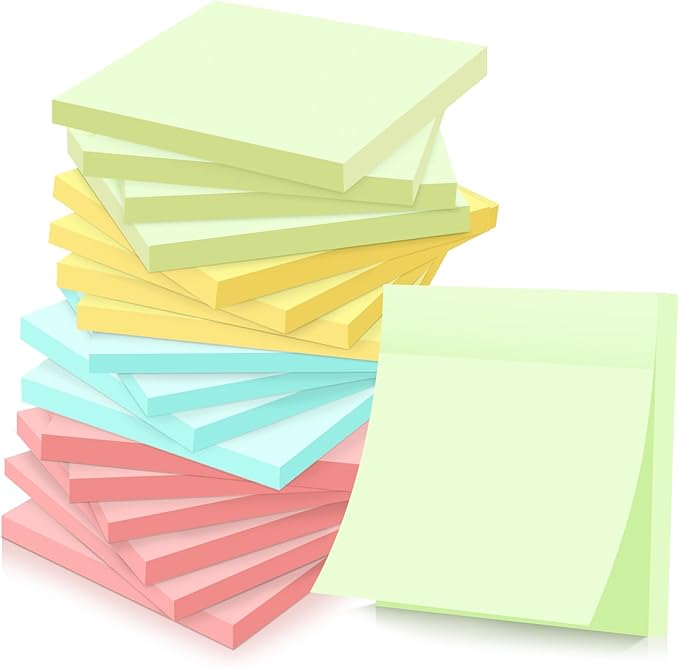 Fainne 200 Pack Sticky Notes Bulk Back to School Supplies Self Stick Note Pads Paper Memo for Office First Day of School Student Teacher Essentials (3 x 3 Inch,Simple Color)-DeskLoop Office