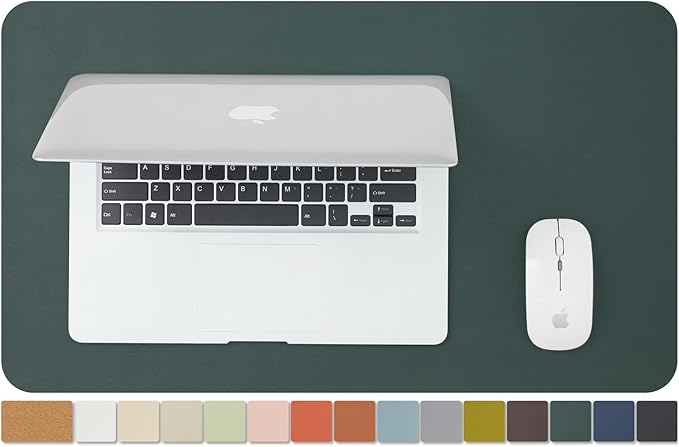 Cork Desk Mat - Small Dual-Sided Desk Pad for Office and Home - Desk Organization and Accessories - Ideal for Large Mouse Pad and Small Desk Mats on Top of Desks(Dark Green,23.6"x 13.8")-DeskLoop Office