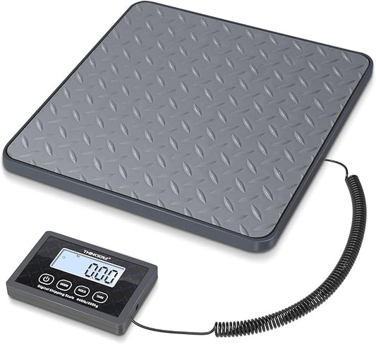 THINKSCALE Shipping Scale, 440 lbs/1 oz Highly Accurate Postal Scale with Hold/Tare/LCD Display, Lightweight Digital Postage Scale for Packages/Luggage/Post Office/Dog, Battery & AC Adapter Included-DeskLoop Office